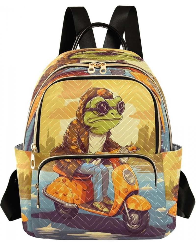 Cool Frog Quilted Backpack for Women Purse Shoulder Bags Travel Bag for Work Nurse Daily S Medium $16.42 Backpacks