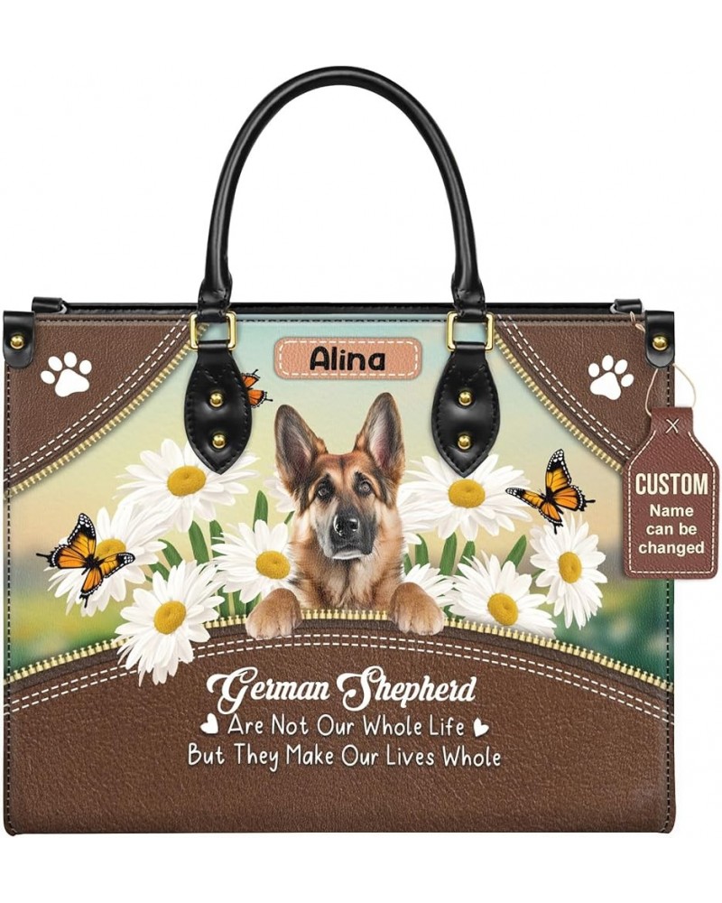 Personalized German Shepherd Dog Handbags, Custom Name Dog Leather Bags, Purses, Shoulder Bag, Gift For Dog Mom Dog Lover Sty...