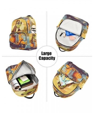 Cool Frog Quilted Backpack for Women Purse Shoulder Bags Travel Bag for Work Nurse Daily S Medium $16.42 Backpacks