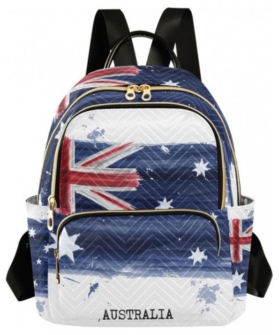 Blue White Floral Leaf Backpack Purse Women Quilted Anti Theft Travel Backpack Watercolor Painting Flag Australia Small $23.0...