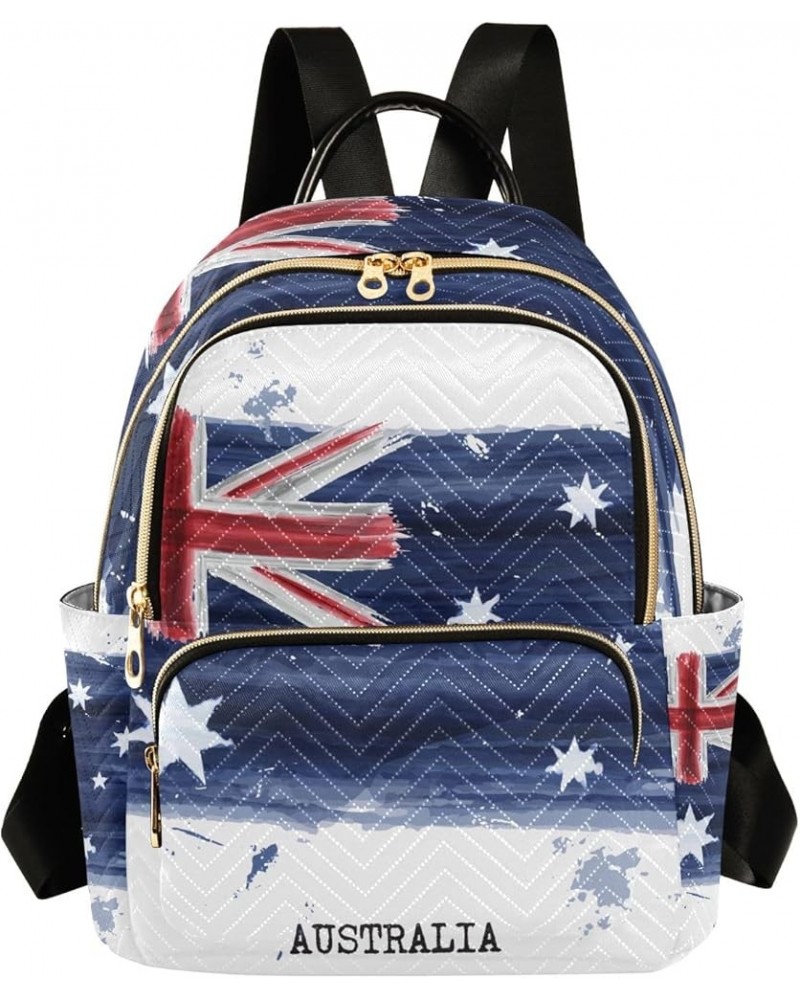 Blue White Floral Leaf Backpack Purse Women Quilted Anti Theft Travel Backpack Watercolor Painting Flag Australia Small $23.0...