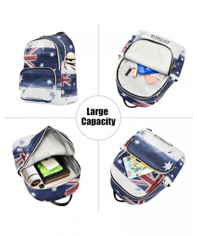 Blue White Floral Leaf Backpack Purse Women Quilted Anti Theft Travel Backpack Watercolor Painting Flag Australia Small $23.0...