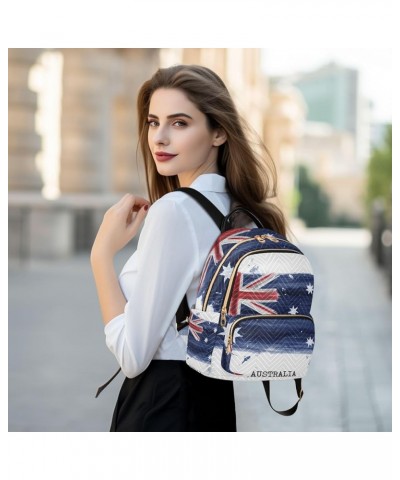 Blue White Floral Leaf Backpack Purse Women Quilted Anti Theft Travel Backpack Watercolor Painting Flag Australia Small $23.0...