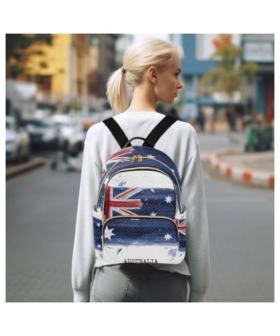 Blue White Floral Leaf Backpack Purse Women Quilted Anti Theft Travel Backpack Watercolor Painting Flag Australia Small $23.0...