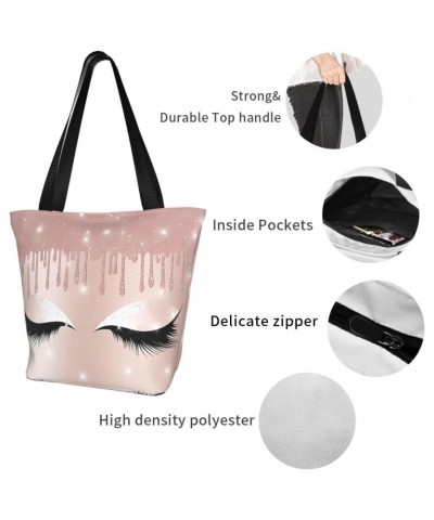 Rose Gold Eyelashes Classic Printed Design,Large-Capacity Lightweight Quilted Handbag,Suitable For Shopping,Fitness,Fashionab...