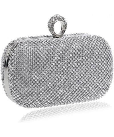 Rhinestone Evening Clutch Silver $16.80 Evening Bags