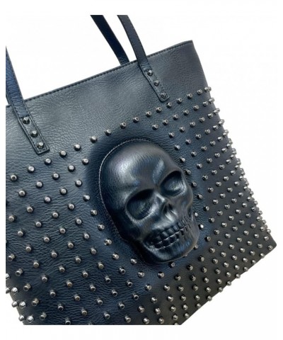 Skull Shoulder Bag PU Leather Rivet Bag Women Handbag Large Capacity Shoulder Bag Black $33.13 Shoulder Bags