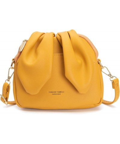 Trendy mini internet celebrity bucket bag, rabbit ear pouch, one-shoulder crossbody bag Yellow $22.41 Crossbody Bags