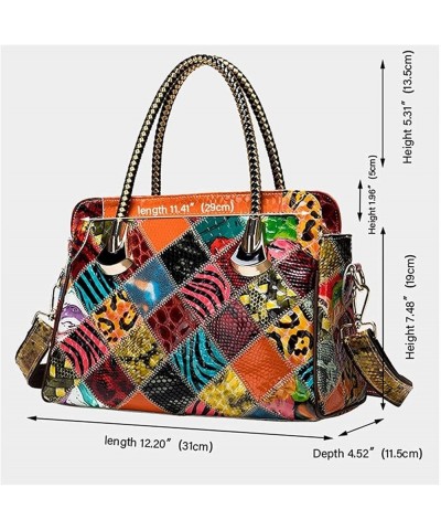 Fashion Crocodile Pattern Satchel Handbag Rhombus Geometric Patchrk Handle Tote Purse Ladies Shoulder Bag (Color : Brown, Siz...