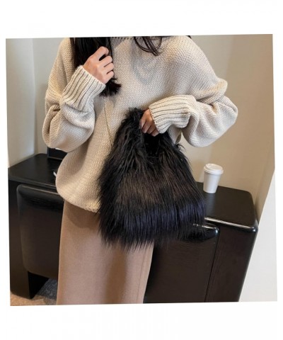 Fashion Fur Purses for Women Fluffy Tote Bag Cute Shoulder Bag With 43.3 Inch Chain Furry Crossbody Handbags Black $11.91 Totes