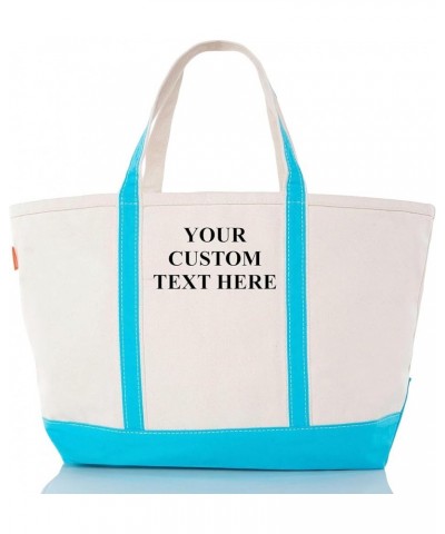 Personalized Large Classic Tote - Beach Bag with Zipper Closure Roomy Interior Turquoise Personalized $20.20 Totes