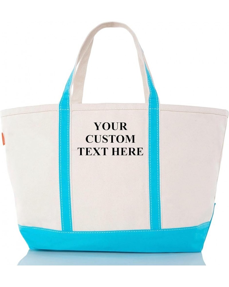 Personalized Large Classic Tote - Beach Bag with Zipper Closure Roomy Interior Turquoise Personalized $20.20 Totes