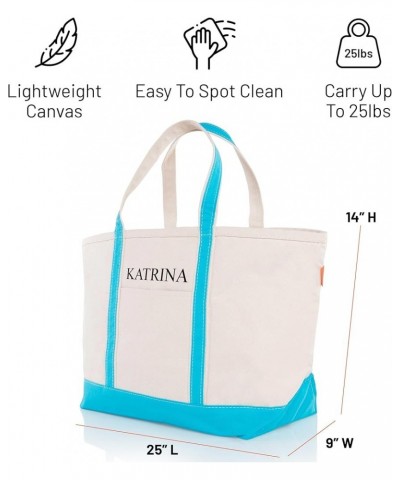 Personalized Large Classic Tote - Beach Bag with Zipper Closure Roomy Interior Turquoise Personalized $20.20 Totes