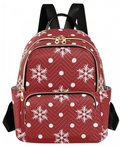 Christmas Snowflake Polka Dots Women's Backpack Purse Causal Daypack Work Travel College Business Trip Bag Shoulder Bag Small...