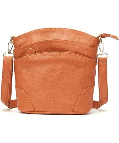 Women Messenger Bags Soft Genuine Leather Crossbody Shoulder Bag Small Real Leather Handbags Orange $14.00 Shoulder Bags