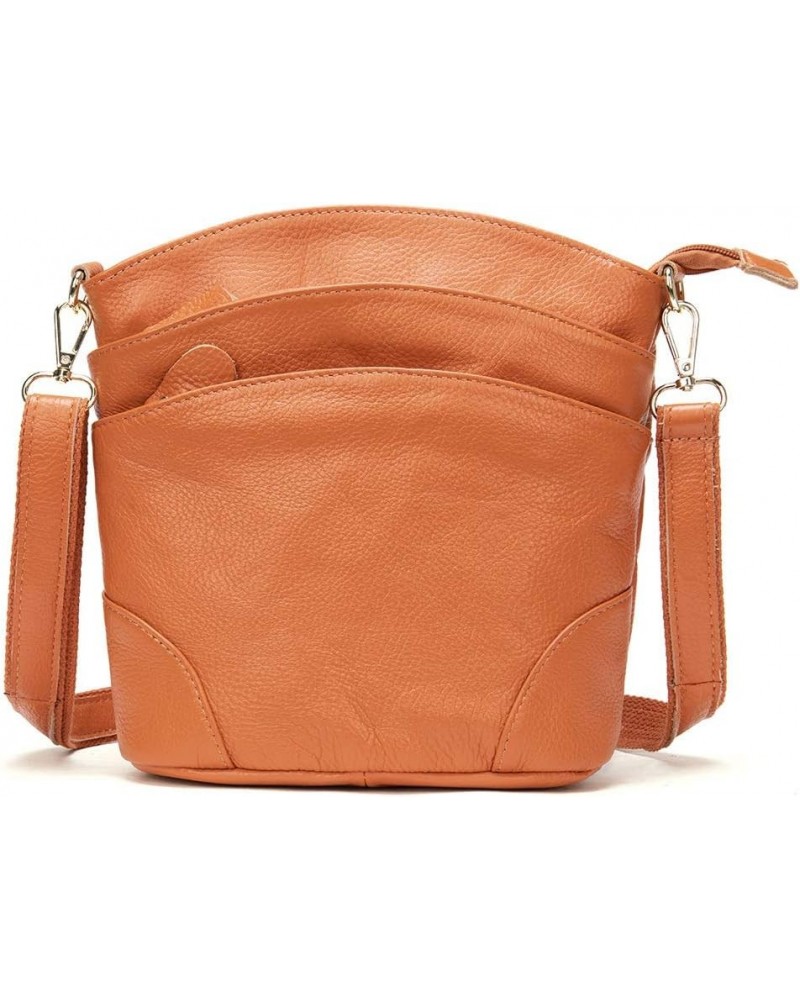 Women Messenger Bags Soft Genuine Leather Crossbody Shoulder Bag Small Real Leather Handbags Orange $14.00 Shoulder Bags