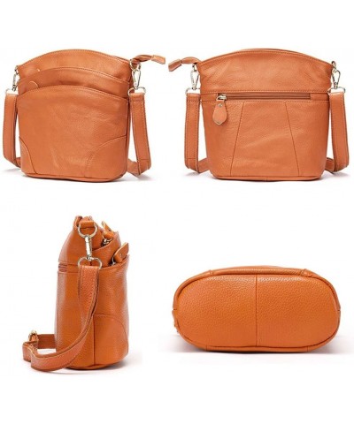 Women Messenger Bags Soft Genuine Leather Crossbody Shoulder Bag Small Real Leather Handbags Orange $14.00 Shoulder Bags