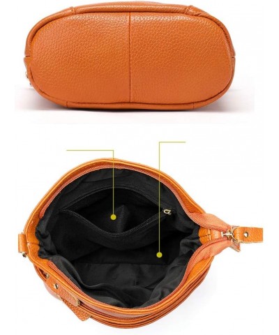 Women Messenger Bags Soft Genuine Leather Crossbody Shoulder Bag Small Real Leather Handbags Orange $14.00 Shoulder Bags