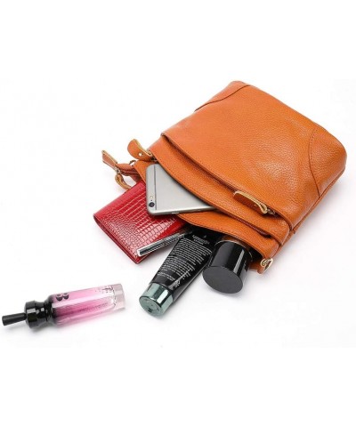 Women Messenger Bags Soft Genuine Leather Crossbody Shoulder Bag Small Real Leather Handbags Orange $14.00 Shoulder Bags