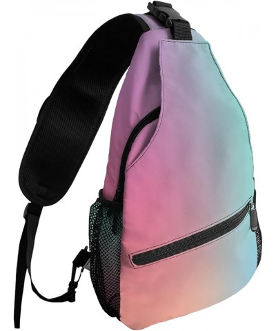 Sling Bag Crossbody Bag for Women Men Red Yellow Green Blue Purple Gradient Waterproof Hiking Backpack Lightweight Chest Shou...