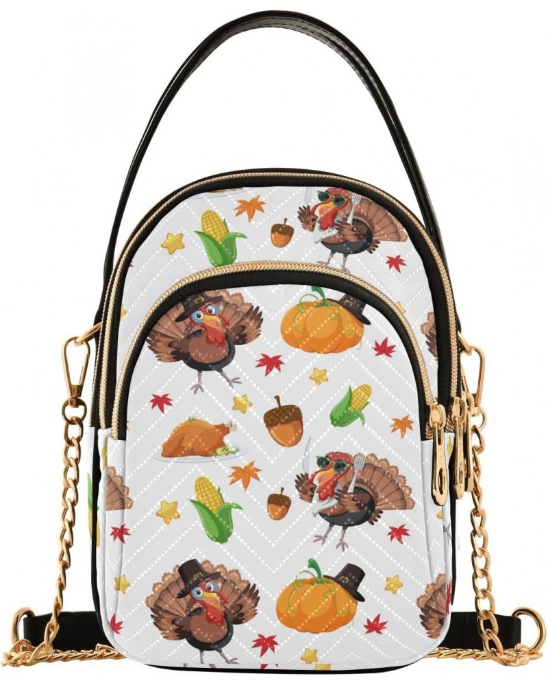 Turkey Autumn Fall Happy Thanksgiving Crossbody Bags for Women Cross Body Bags Hand Bag with Chain Strap for Travel Women $11...