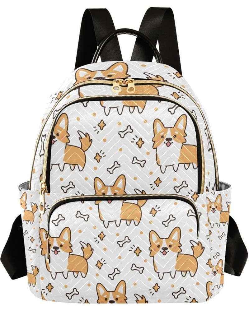 Women Backpack Corgi Happy Star Anti-Theft Travel Backpack with Luggage Belt Lightweight Handbag Lady Purse Roomy Double Zipp...