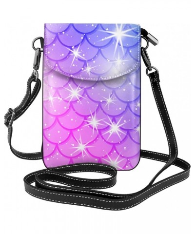 Small Crossbody Phone Bags for Women Leather Cell Phone Purse Lightweight Cell Phone Wallet Girls Rainbow Fish Scale $13.86 C...