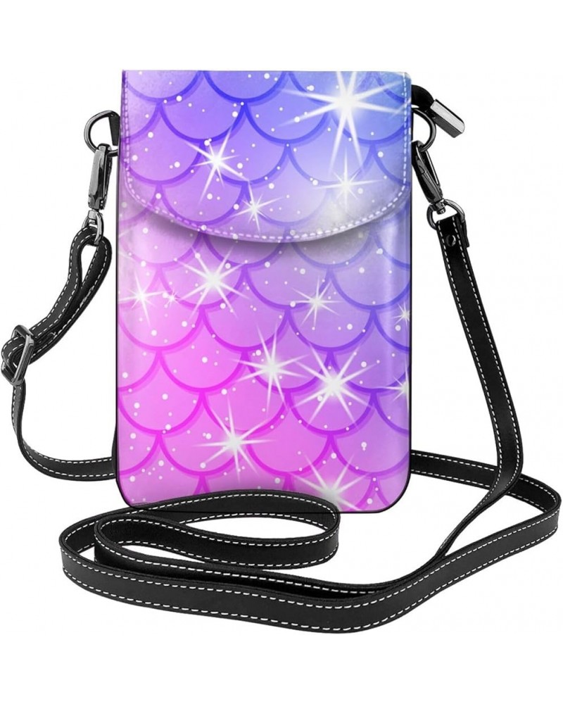 Small Crossbody Phone Bags for Women Leather Cell Phone Purse Lightweight Cell Phone Wallet Girls Rainbow Fish Scale $13.86 C...