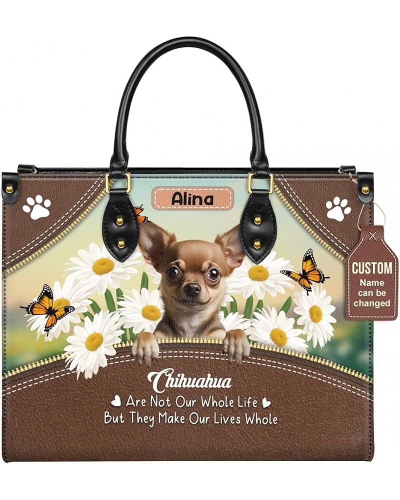 Personalized Chihuahua Dog Handbags, Custom Name Dog Leather Bags, Purses, Shoulder Bag, Gift For Dog Mom Dog Lover Style 6 $...