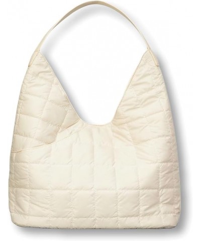 Puffer Tote Bag, Trendy Luxury Chic Quilted Padded Soft Shoulder Bag for Women White $21.99 Totes