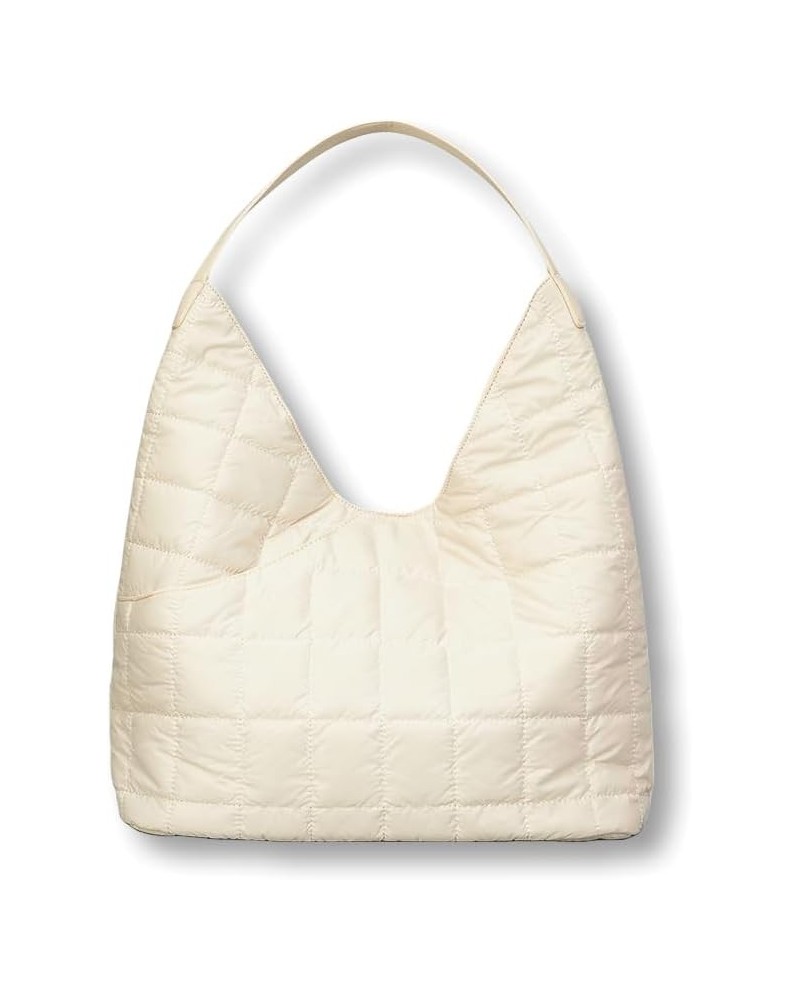 Puffer Tote Bag, Trendy Luxury Chic Quilted Padded Soft Shoulder Bag for Women White $21.99 Totes