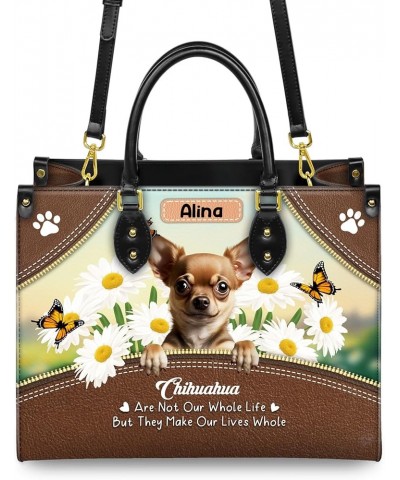 Personalized Chihuahua Dog Handbags, Custom Name Dog Leather Bags, Purses, Shoulder Bag, Gift For Dog Mom Dog Lover Style 6 $...