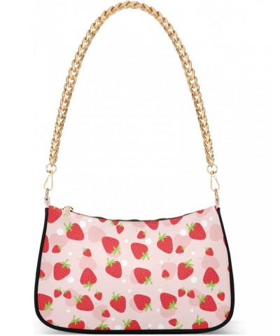 Strawberry Women Shoulder Bag Clutch Chain Purse Handbags with Zipper Pocket Tote Hobo Bag for Phone Summer Trip $16.79 Totes