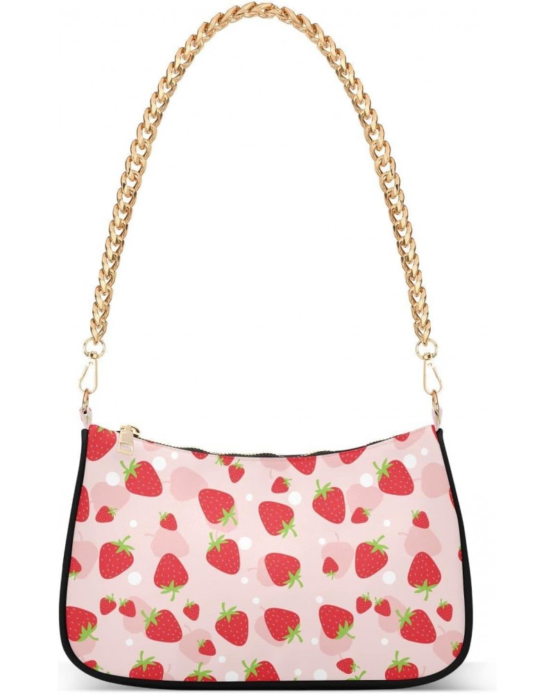 Strawberry Women Shoulder Bag Clutch Chain Purse Handbags with Zipper Pocket Tote Hobo Bag for Phone Summer Trip $16.79 Totes