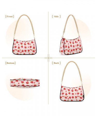 Strawberry Women Shoulder Bag Clutch Chain Purse Handbags with Zipper Pocket Tote Hobo Bag for Phone Summer Trip $16.79 Totes