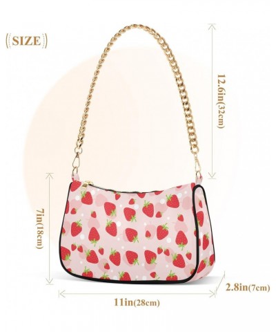 Strawberry Women Shoulder Bag Clutch Chain Purse Handbags with Zipper Pocket Tote Hobo Bag for Phone Summer Trip $16.79 Totes