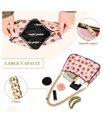 Strawberry Women Shoulder Bag Clutch Chain Purse Handbags with Zipper Pocket Tote Hobo Bag for Phone Summer Trip $16.79 Totes