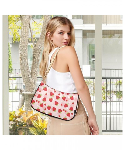 Strawberry Women Shoulder Bag Clutch Chain Purse Handbags with Zipper Pocket Tote Hobo Bag for Phone Summer Trip $16.79 Totes