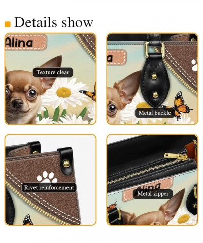 Personalized Chihuahua Dog Handbags, Custom Name Dog Leather Bags, Purses, Shoulder Bag, Gift For Dog Mom Dog Lover Style 6 $...