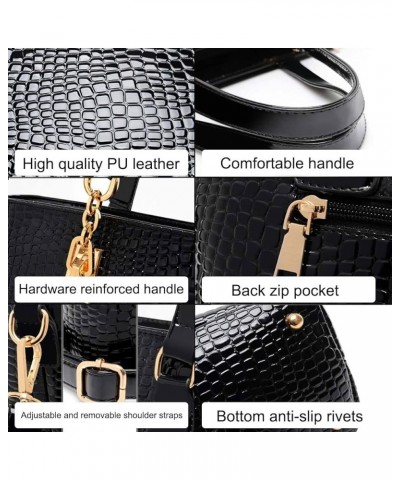 6-PC Women Handbag+Shoulder Bag+Crossbody Bag+Purse+Clutch+Key Bag Crocodile Pattern Top-Handle Tote Fashion Satchel Yellow $...