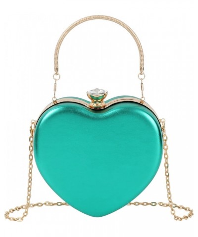 Cute Heart Shape Tote Handbag Women's Fashion PU Leather Small Handle Satchel Crossbody Purse D-green $17.35 Totes