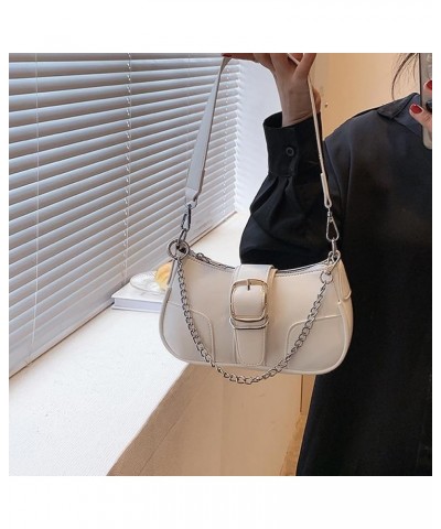 Y2k Purse Small Shoulder Bag for Women Y2k 90s Hobo Handbag Trendy Leather Clutch Purse Chain Underarm Bag 2023 A2-white $17....