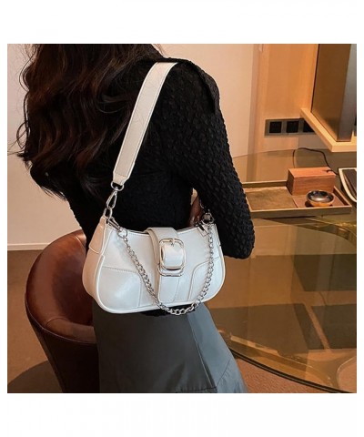 Y2k Purse Small Shoulder Bag for Women Y2k 90s Hobo Handbag Trendy Leather Clutch Purse Chain Underarm Bag 2023 A2-white $17....