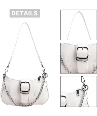 Y2k Purse Small Shoulder Bag for Women Y2k 90s Hobo Handbag Trendy Leather Clutch Purse Chain Underarm Bag 2023 A2-white $17....