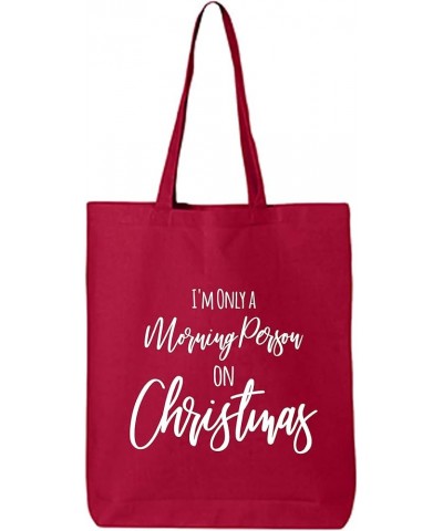 I'm Only A Morning Person Cotton Canvas Tote Bag Red $10.50 Totes