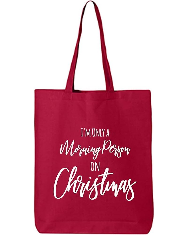 I'm Only A Morning Person Cotton Canvas Tote Bag Red $10.50 Totes