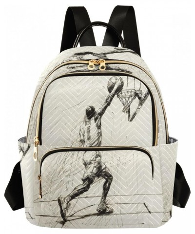 Basketball Sketch Women Backpack Purse Travel Daypack Shoulder Bag $20.29 Backpacks