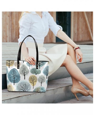 Leather Tote Bag for Women Fashion Shoulder Bag Purses and Handbags Large Capacity Satchel Bags for Work Travel Tree $20.64 T...