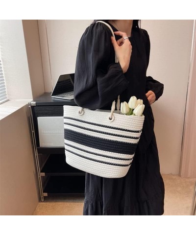 Beach Bag Mesh Pool Tote Bag for Women, Fashion Large Capacity Straw Beach Woven Shoulder Bag Casual Tote Bag Hobo Bag Black ...