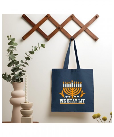 Jewish Festival Gift Idea Fun Stylish for Men Women Navy Black Multicolor Canvas Tote Bag $19.37 Totes